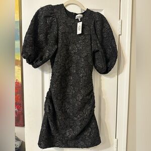 Ganni Black Floral Mini Dress